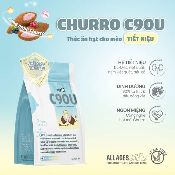 PetQ - Thức ăn hạt cho mèo Churro C90U (50g/1kg)
