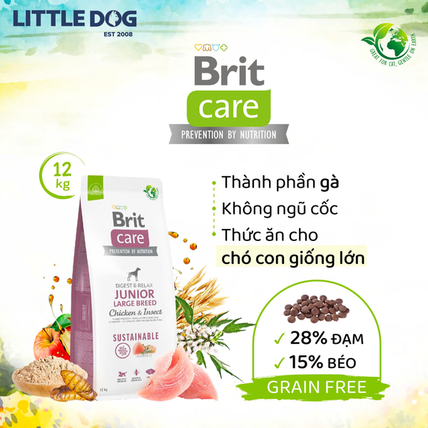 Brit Care Dog Sustainable Junior Large Breed( Chicken & Insect ) 3kg