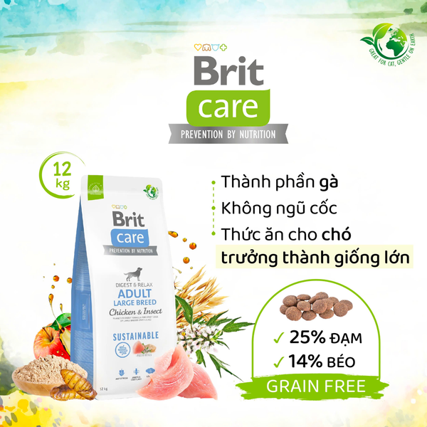Brit Care Dog Sustainable Adult Large Breed (Chicken & Insect ) 3kg