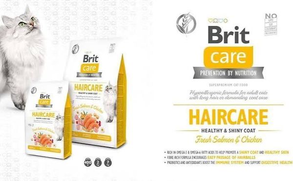 Brit Care Cat Haircare & Shiny Coat – Hạt khô hỗ trợ lông bóng mượt & kiểm soát búi lông 400g/2kg/7kg