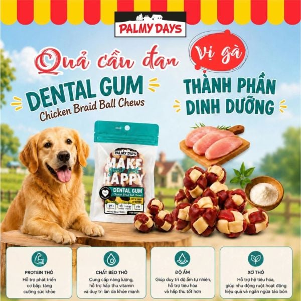 Palmy Days - Bánh Thưởng Quả Cầu Đan Dành Cho Chó -  Vị Gà 85g