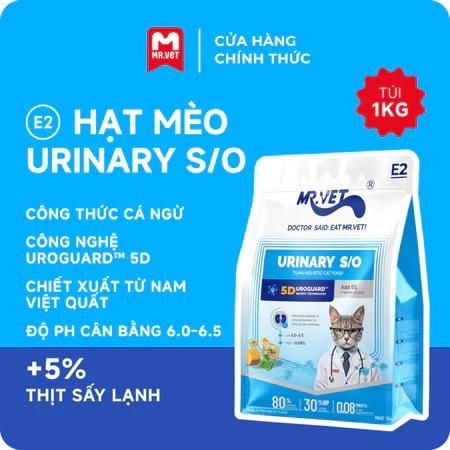 Hạt Cho Mèo MRVET E2 Urinary (S/O) - Chăm Sóc Tiết Niệu-Thận (Gói 1kg)