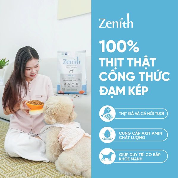 Thức Ăn Hạt Mềm Cho Chó Trưởng Thành - ZENITH ORIGINAL - Vị Gà & Cá Hồi - 1.2kg