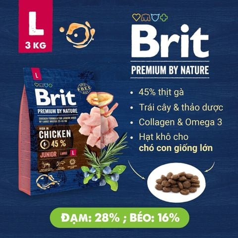 Brit Premium by Nature Junior L – Hạt cho chó con cỡ lớn (3kg)