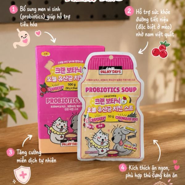 Palmy Days - Pate Cho Chó Mèo - Bổ Sung Men Vi Sinh - Vị Gà 50g