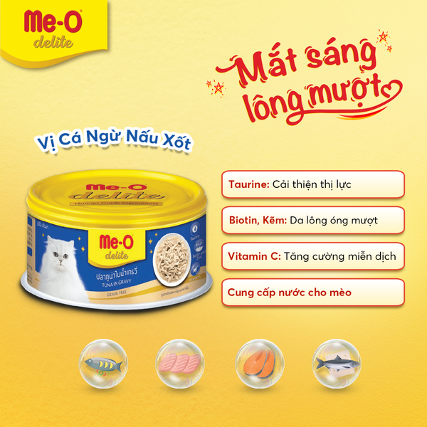 Me-o Delite Pate Lon Vị Cá Ngừ Nấu Sốt - Tuna In Gravy 80g