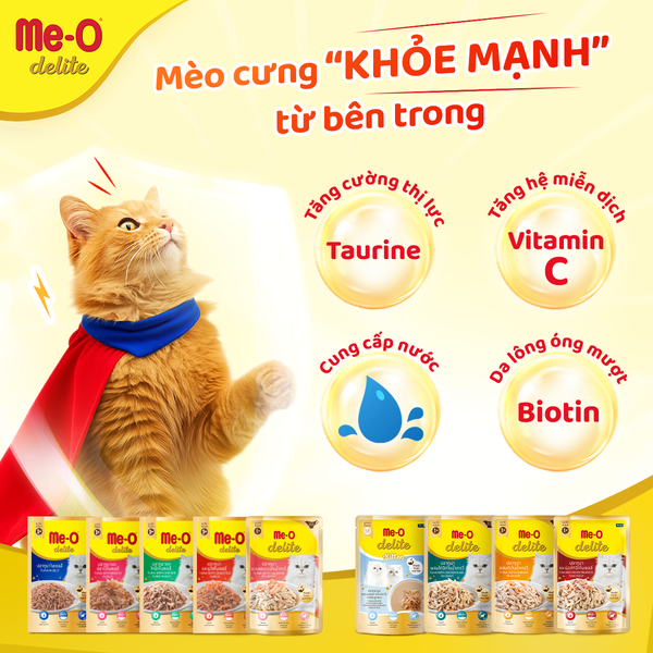 Me-O Delite Pate Cho Mèo Con Vị Cá Ngừ & Sữa Dê Kèm Cá Bào - Tuna With Goat Milk Topping Katsuobushi For Kitten