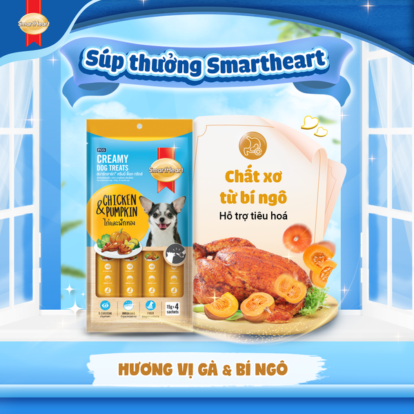 Smartheart Súp Thưởng Creamy Vị Gà&Bí Đỏ - Creamy Chicken&Pumpkin 60g