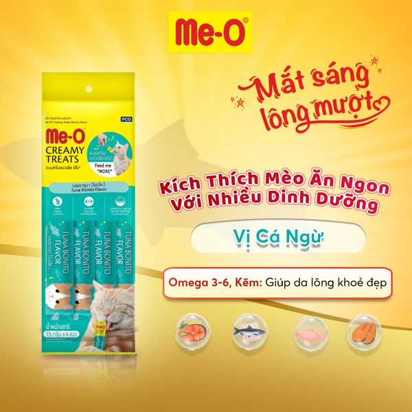 Me-O Súp Thưởng Vị Cá Ngừ - Creamy Treats Bonito Flavor(15gx4)
