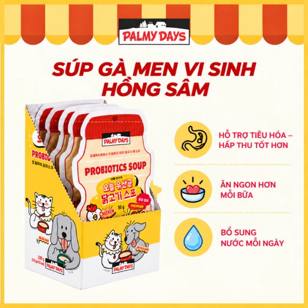 Palmy Days - Pate Cho Chó Mèo - Bổ Sung Men Vi Sinh - Vị Gà 50g