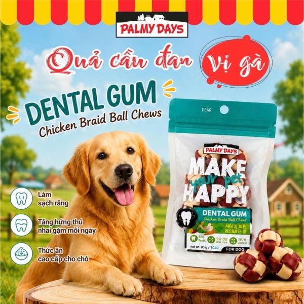 Palmy Days - Bánh Thưởng Quả Cầu Đan Dành Cho Chó -  Vị Gà 85g