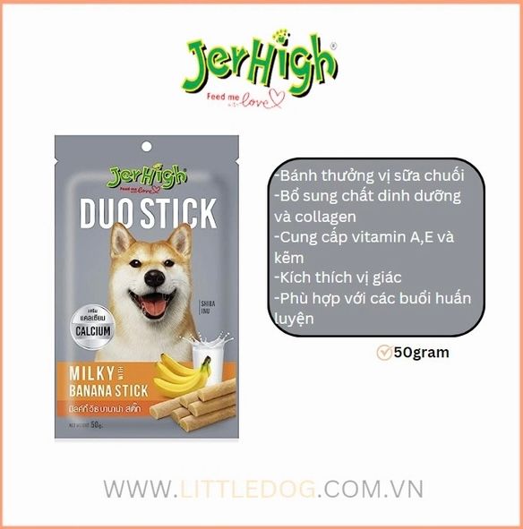 Jerhigh Dou - Bánh Thưởng Mềm Có Nhân Nhiều Vị Cho Chó 50g