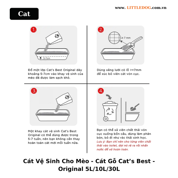 Cát Vệ Sinh Cho Mèo - Cát Gỗ Cat’s Best Original - 5L/10L/30L