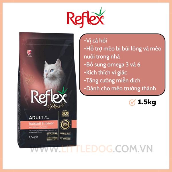 Reflex Plus Vị Cá Hồi Mèo trưởng thành - Adult Cat Food Salmon Hairball & Indoor (1.5kg)