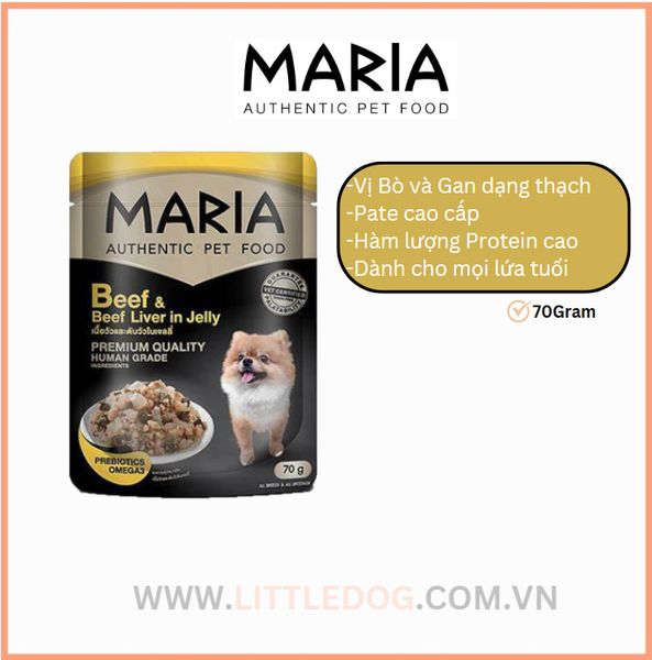 MARIA Pate Chó Vị Bò&GanBò-Dog Beef&Beef Liver in Jelly 70g