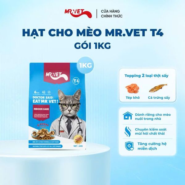 MR.VET T4 – Hạt Holistic Cho Mèo Trong Nhà (1KG)