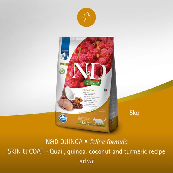 Hạt Cho Mèo Trưởng Thành N&D Quinoa – Hỗ Trợ Da & Lông Khỏe Mạnh