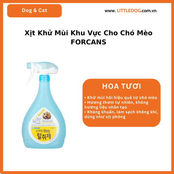 Xịt Khử Mùi Khu Vực Cho Chó Mèo Forcans Hàn Quốc – Chai 1L