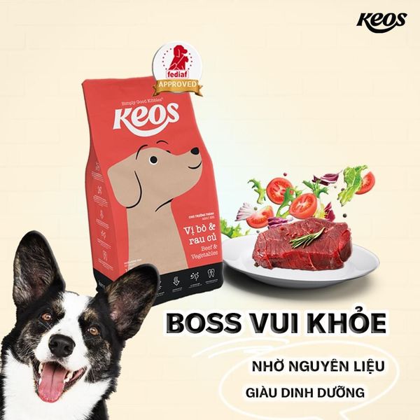 Keos- Thức ăn cho chó trưởng thành vị Bò và rau (1.5kg/20kg)