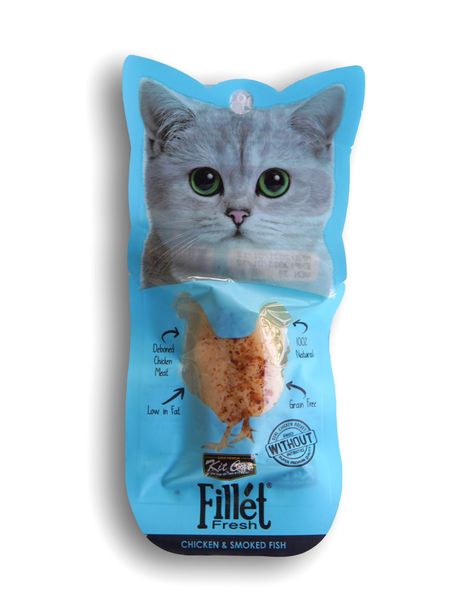 KITCAT Gà Miếng CáHồi Hun Khói -CAT Chicken&Smoked Fish 30g