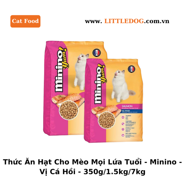Thức Ăn Hạt Cho Mèo Mọi Lứa Tuổi - Minino - Vị Cá Hồi - 350g/1.5kg/7kg