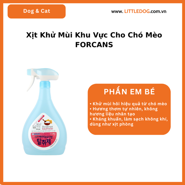 Xịt Khử Mùi Khu Vực Cho Chó Mèo Forcans Hàn Quốc – Chai 1L