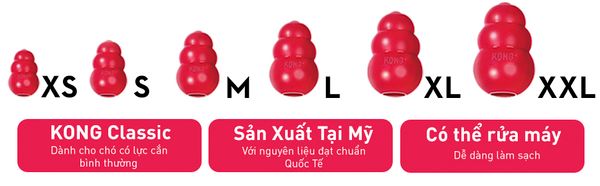 KONG Classic - Đồ chơi cao su thiên nhiên Kong (Xs,S,M,L,XL)