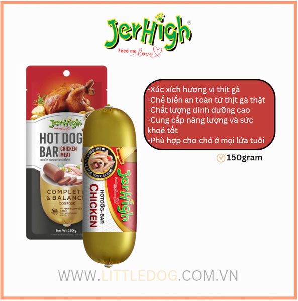 Jerhigh Xúc Xích Gà 150g | Hot dog bar Chicken