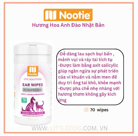 NOOTIE EAR WIPES (JAPANESE CHERRY BLOSSOM)- Khăn giấy vệ sinh Tai (70pcs)