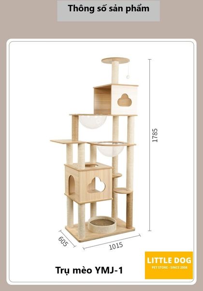 TRỤ MÈO CÀO YC YMJ-1 - YC CAT TREE YMJ-1 (1015x605x1785 mm)