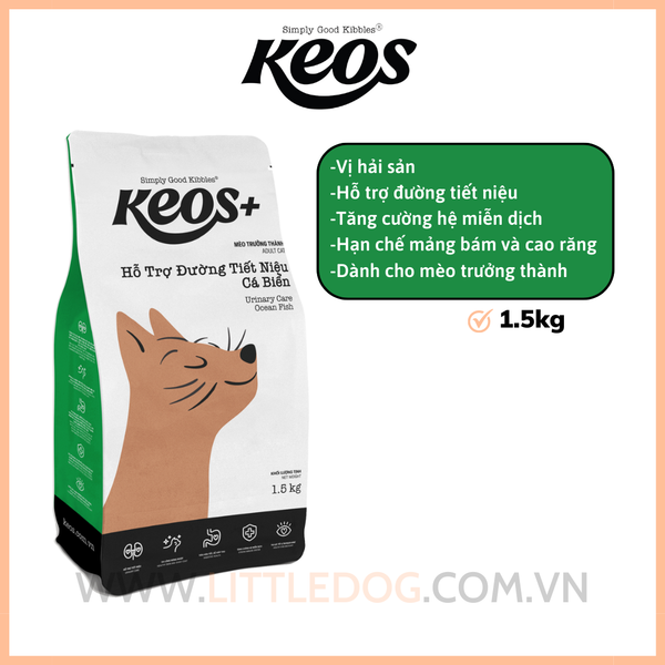 Keos- Thức ăn mèo cải thiện đường tiết niệu vị cá biển (1.5kg/7kg)