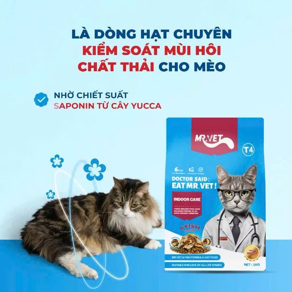MR.VET T4 – Hạt Holistic Cho Mèo Trong Nhà (1KG)