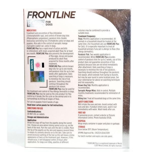 Frontline Plus Ve Rận Cho Chó 40-60kg | Anti-Flea & tick for Dogs 40-60kg