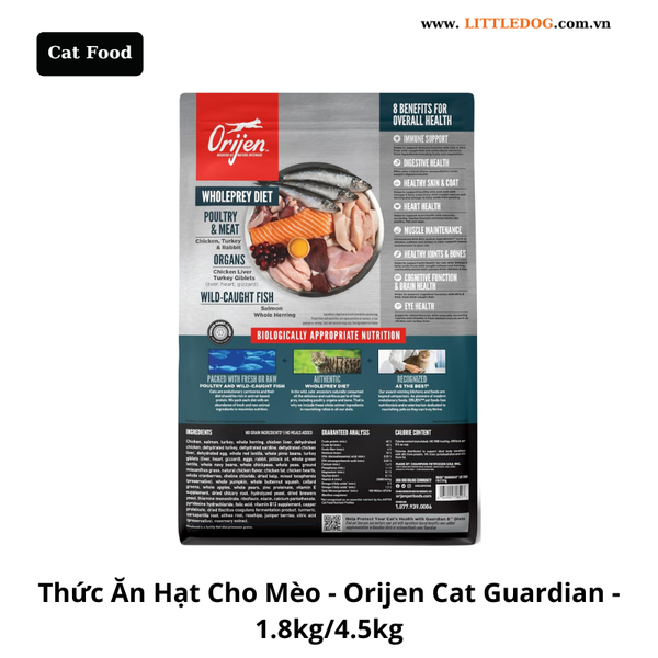Thức Ăn Hạt Cho Mèo - Orijen Cat Guardian8 - 1.8kg/4.5kg
