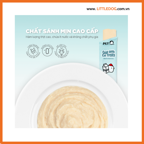 PetQ - Súp Thưởng Sốt Dinh Dưỡng Sữa Dê cho Mèo