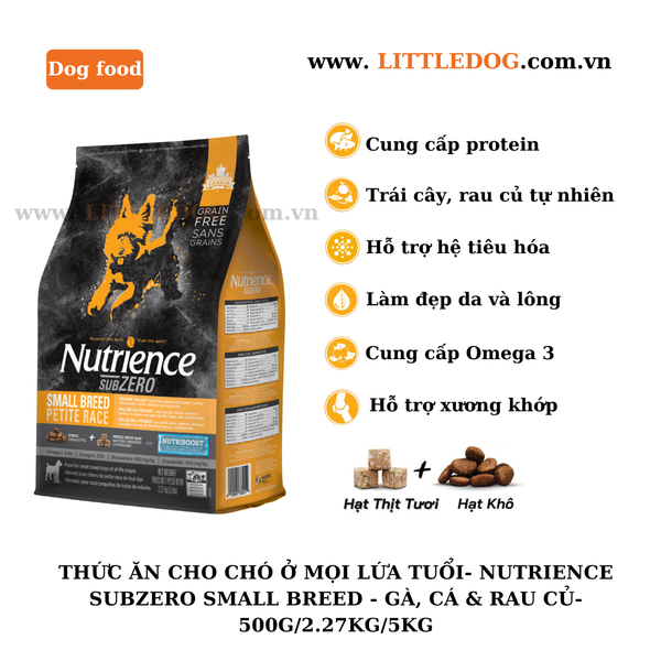 Thức Ăn Hạt Cho Chó Ở Mọi Lứa Tuổi (Hạt Nhỏ) - Nutrience Subzero Small Breed - Vị gà, Cá và Rau Củ Tự Nhiên - 500g/2.27kg/5kg