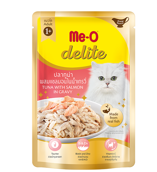 ME-O DELITE CÁ NGỪ VÀ CÁ HỒI NẤU SỐT-TUNA&SALMON 70g