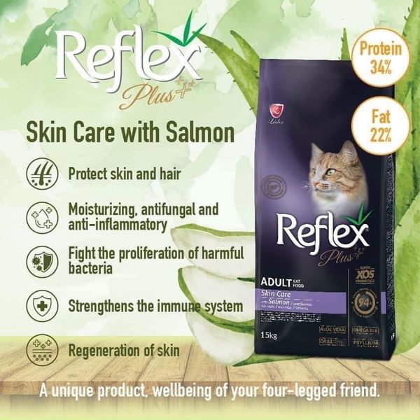 Reflex Plus Skin Care With Salmon - Thức ăn khô cho Mèo Chăm Sóc, Tái Tạo và Phục Hồi Lông Da
