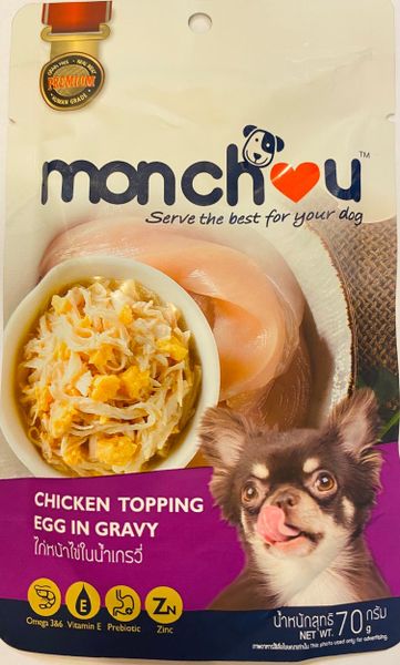 MONCHOU Chó Gà&Trứng-Dog Pate Chicken topping Egg 70g