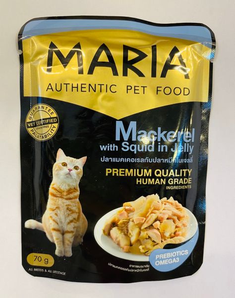 MARIA Pate Mèo Vị CáThu&Mực-Cat Markerel&Squid in Jelly 70g