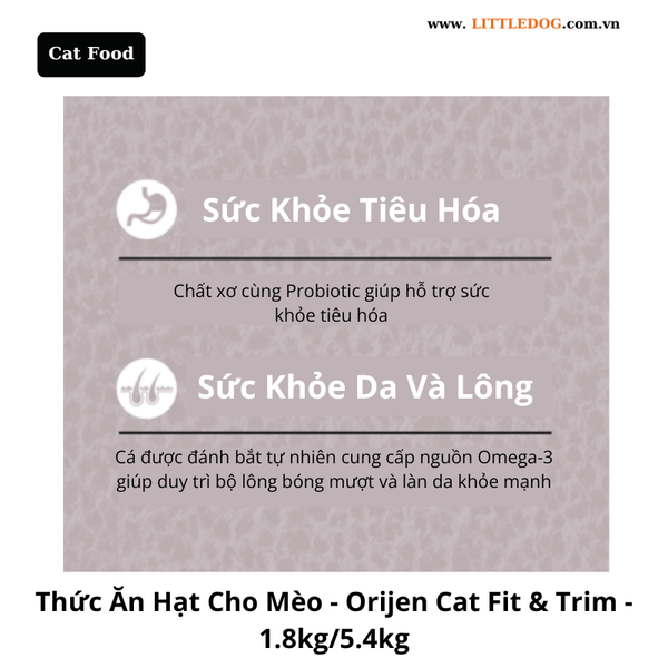 Thức Ăn Hạt Cho Mèo - Orijen Cat Fit&Trim - 1.8kg/5.4kg