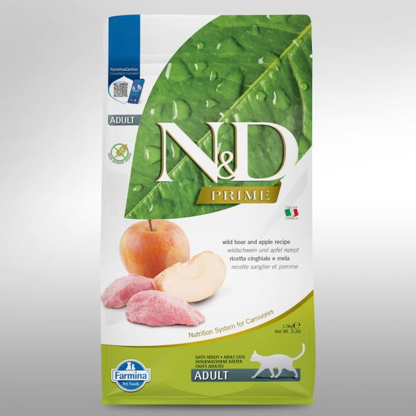 Hạt Mèo Cao Cấp N&D Grain-Free – Heo Rừng & Táo – Dành Cho Mèo Trưởng Thành