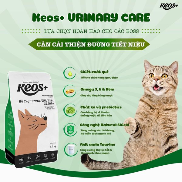 Keos- Thức ăn mèo cải thiện đường tiết niệu vị cá biển (1.5kg/7kg)