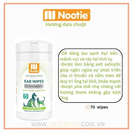 NOOTIE EAR WIPES WITH SALICYLIC ACID - Khăn giấy vệ sinh Tai (70pcs)