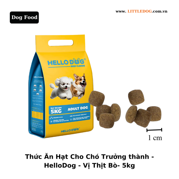 Thức Ăn Hạt Cho Chó Trưởng Thành - HelloDog - Vị Thịt Bò - 5kg