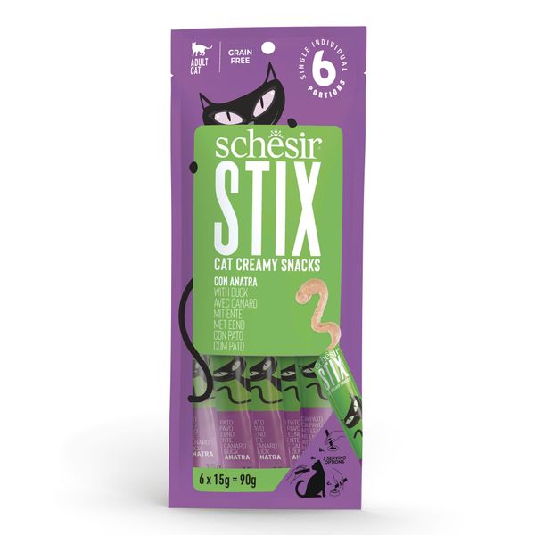 Que Súp Thưởng Mèo Schesir Stix – Thưởng Mềm Dạng Kem Dành Cho Mèo (6x15g)