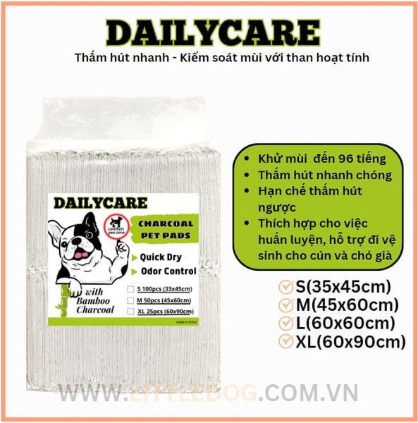 Tã lót sàn Daily Care than hoạt tính - Daily Care Charcoal Pet Pad