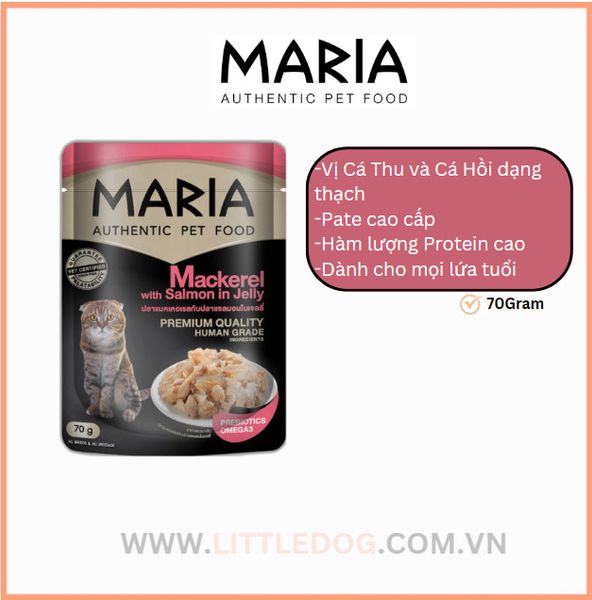 MARIA Pate Mèo Vị CáThu&CáHồi-Cat Mackerel Salmon in Jelly 70g