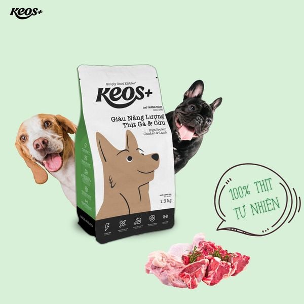 Keos- Thức ăn chó trưởng thành giàu năng lượng gà và cừu (1.5kg/20kg)