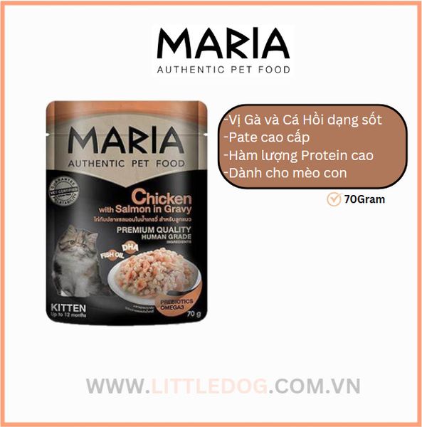 MARIA Pate Mèo Vị Gà&CáHồi-Cat Chicken&Salmon Gravy 70g